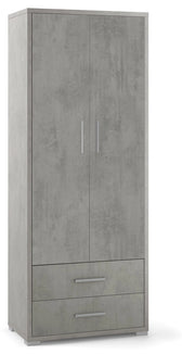 Armadio 2 Ante 2 Cassetti 71x182x41 cm Cemento