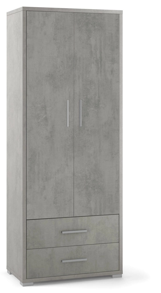 Armadio 2 Ante 2 Cassetti 71x182x41 cm Cemento