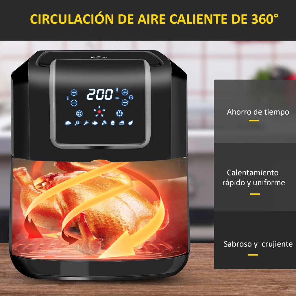Friggitrice ad Aria 6,5L ¨C Xylo ¨C 1700W, 8 Programmi, Display LED Touch, Antiaderente, Nero