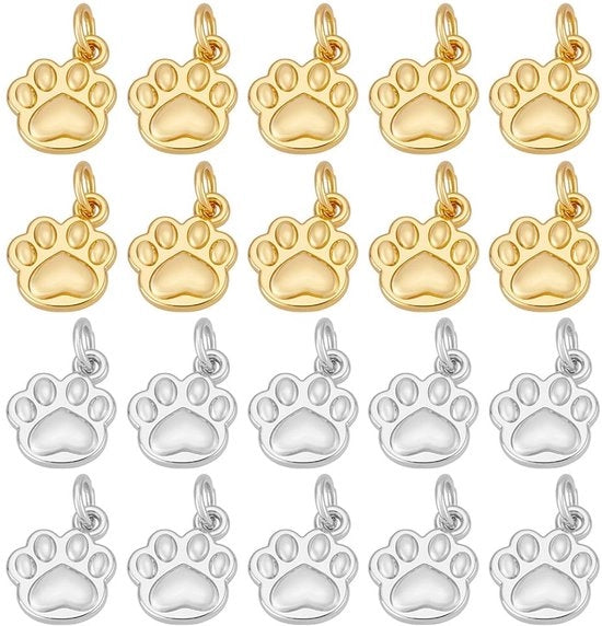 20 Pezzi di Campanello in Ottone con Disegno di Zampa di Cane per Accessori