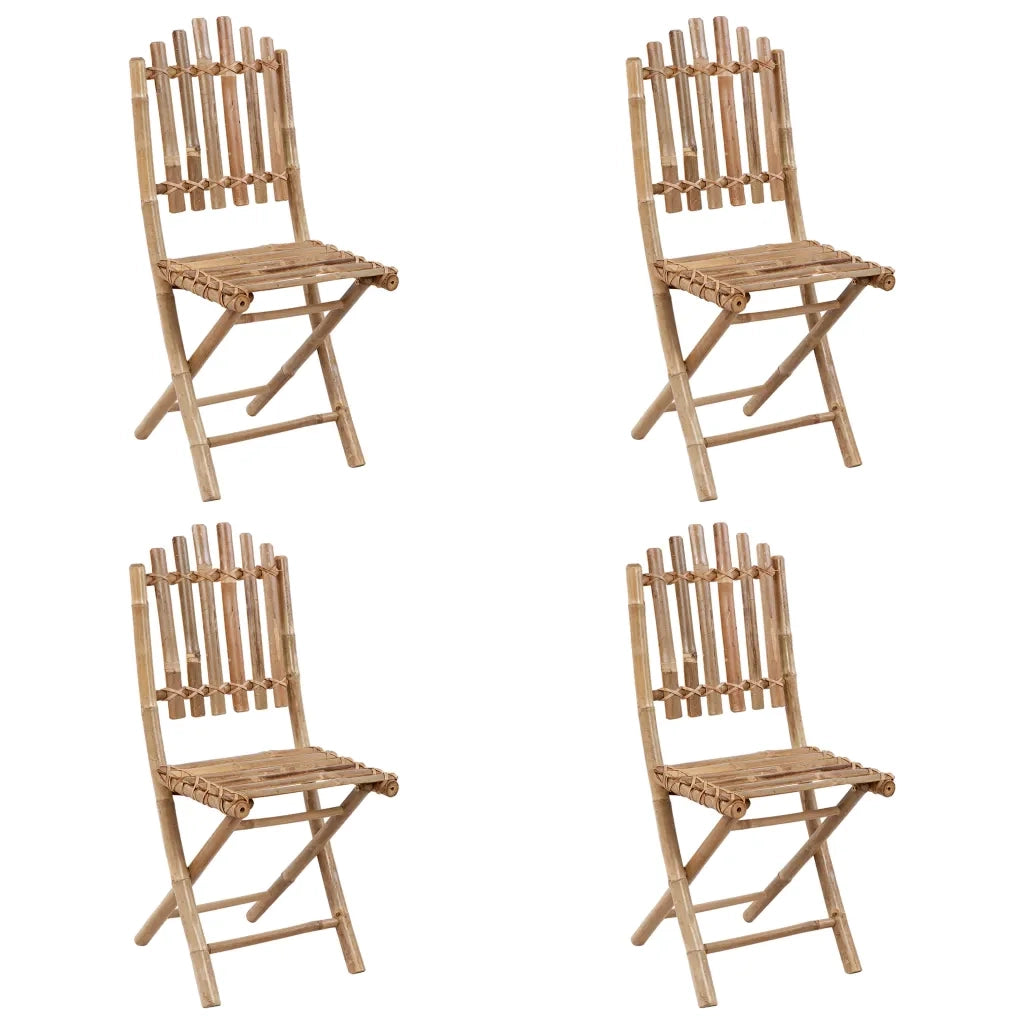 Set da Pranzo da Giardino 5 pz Pieghevole con Cuscini in Bambù 3063982