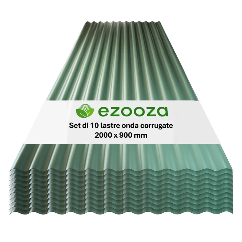 StormGuard Set da 10 lastre Ondulate in PVC – 90x200 cm Verde –- Pannello Tetto Impermeabile – Tetti di Verande, Carport