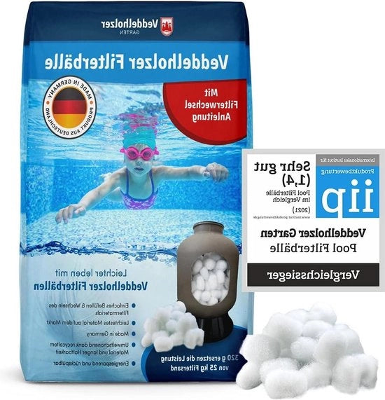Filtro sferiche - materiale più leggero per filtro idromassaggio - sostituisce 25 kg sabbia per filtro - Germania - accessori per piscine - impianti di filtro a sabbia - risparmio di prodotti per la floculazione - idoneo per acqua salata - 320g
