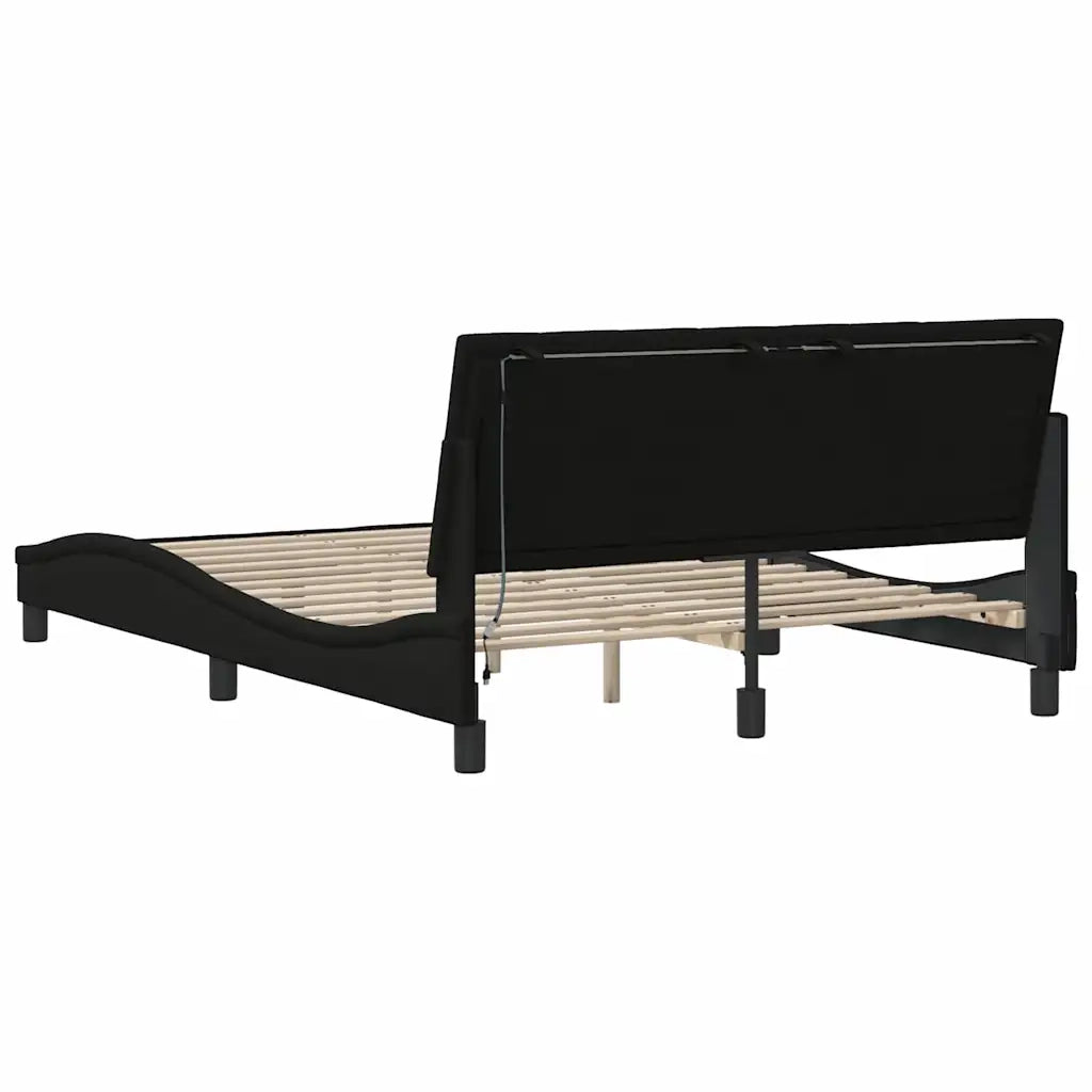 Letto matrimoniale | Letto per adulti | Giroletto senza Materasso Hanko Nero 120x200 cm Tessuto