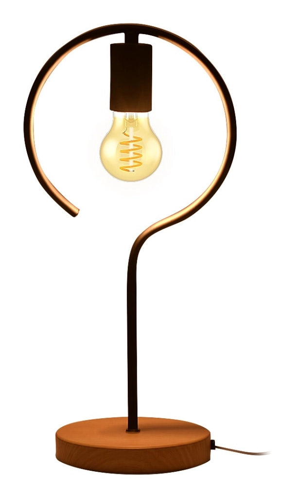 Lampada da tavolo industriale nera/faggio E27 Rufin 3220