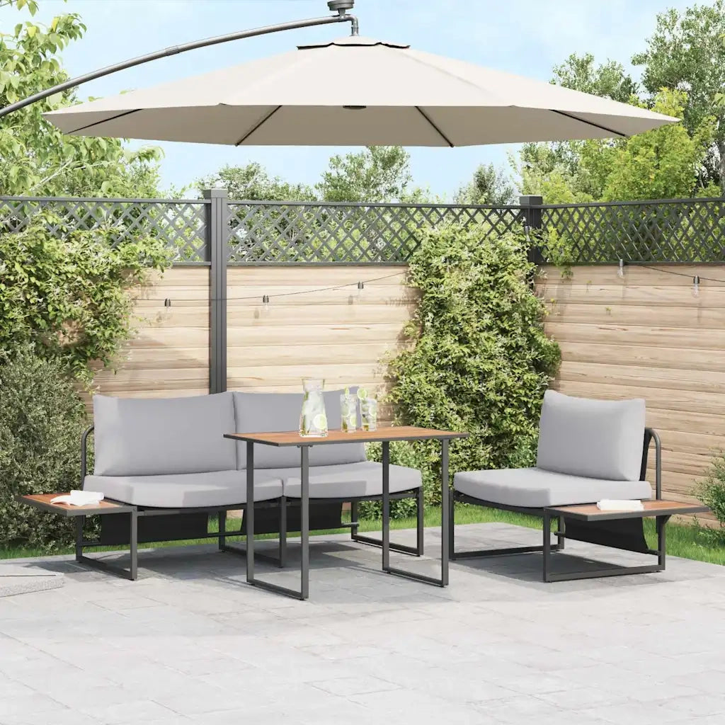 Set da Pranzo per Giardino 3 pcs Grigio chiaro Acciaio 3335889