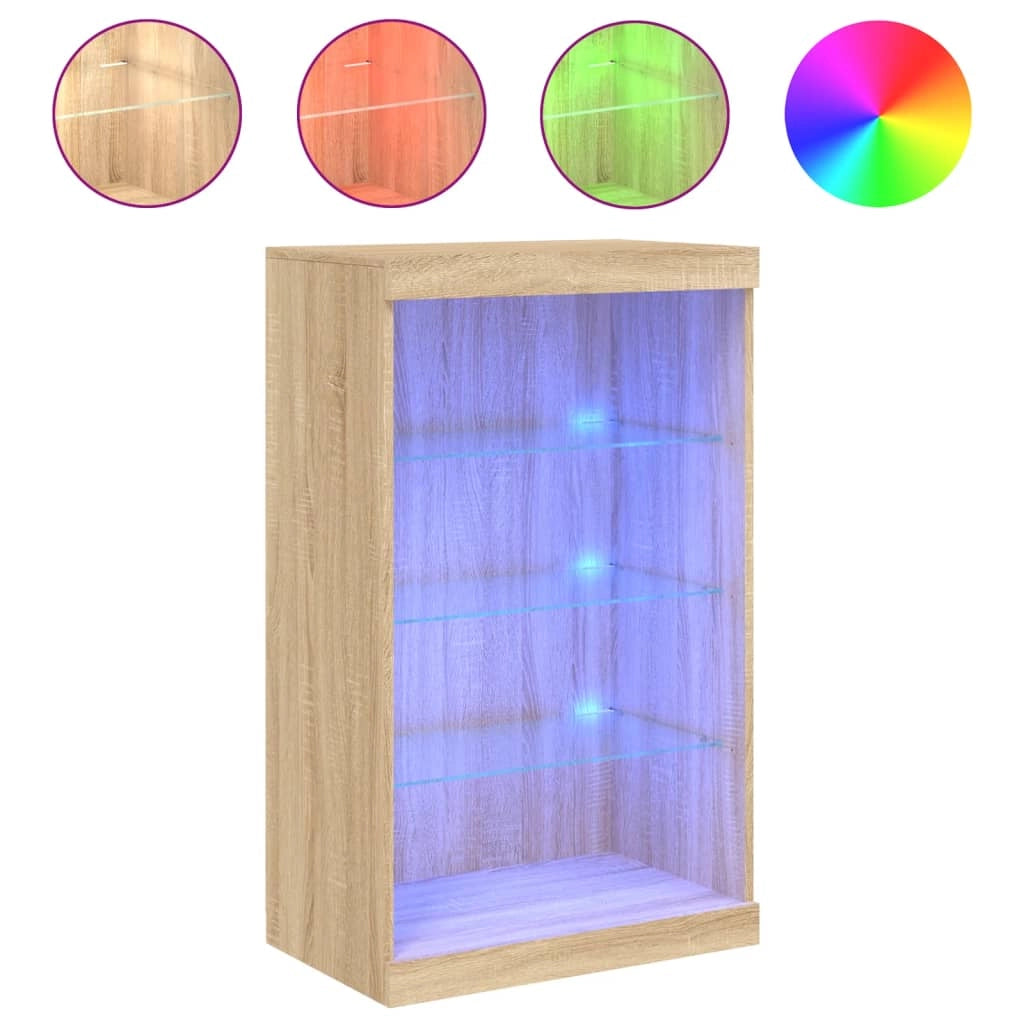 Buffet credenza cassettiera armadio mobile contenitore organizer per cucina soggiorno salotto con luci LED Sonoma 60,5 x 37 x 100 cm marrone 02_0029964