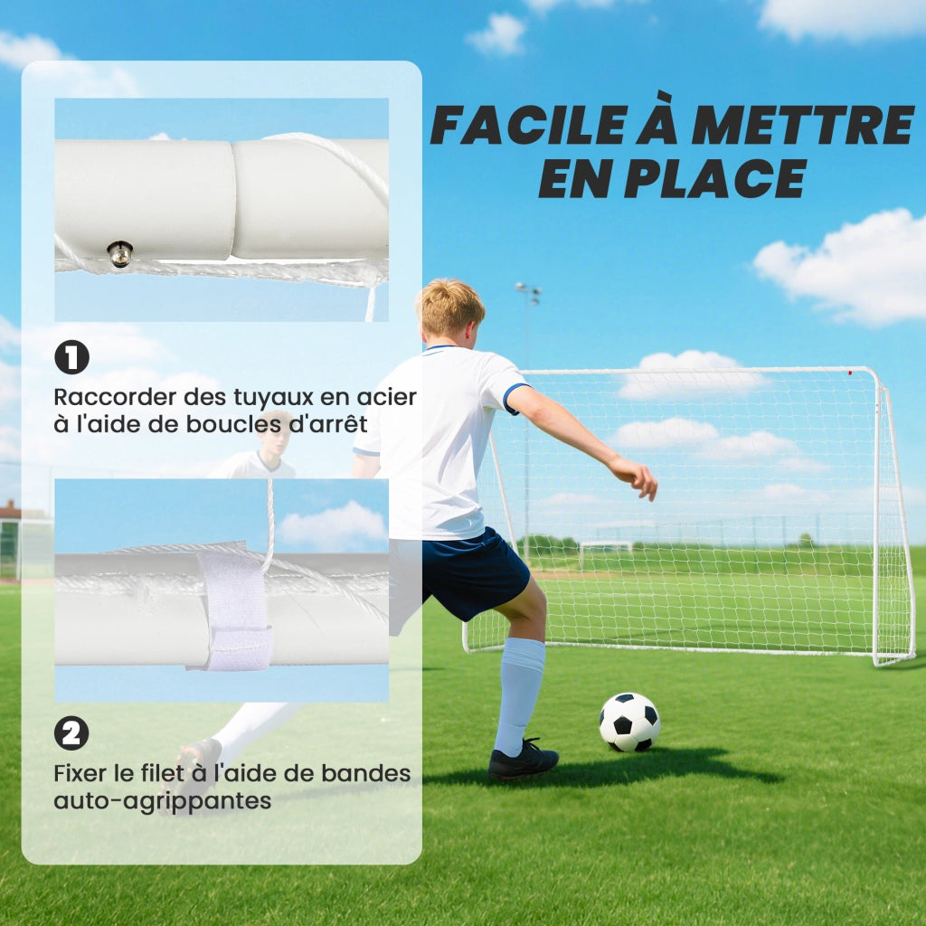 Porta da Calcio ¨C Xylo ¨C 301x120x200 cm Metallo Bianco con Rete PE