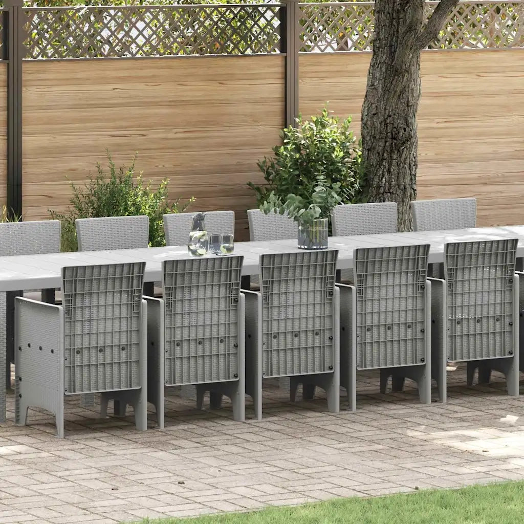 Set da pranzo da giardino con cuscini 17 pcs Grigio chiaro PP
