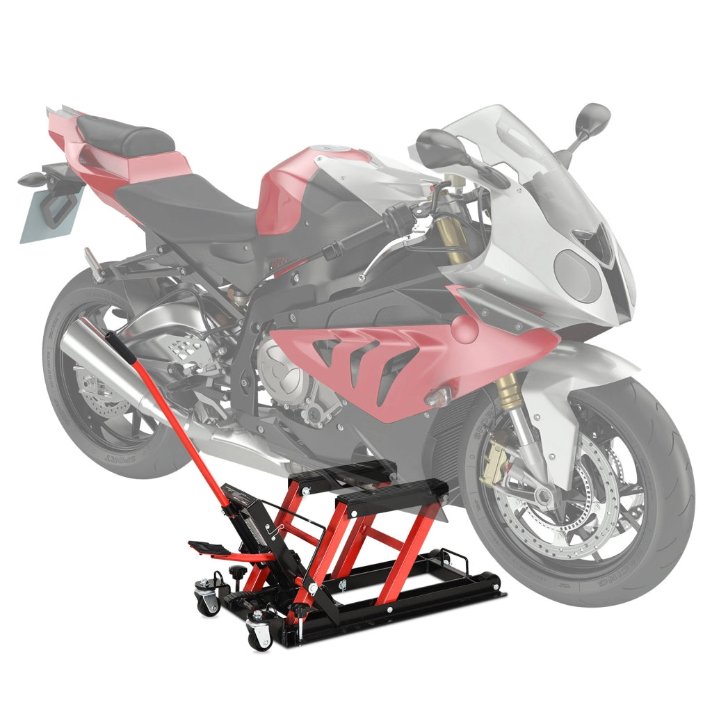 Cricco Idraulico per Motociclette ¨C Minimal ¨C 110x36x67 cm Nero e Rosso