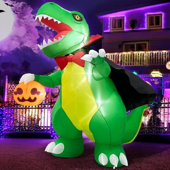 Decorazione per Halloween - Decorazione per Halloween 183cm dinosauro vampiro mantella d'arancia con luci LED integrate feste giardino prato festività