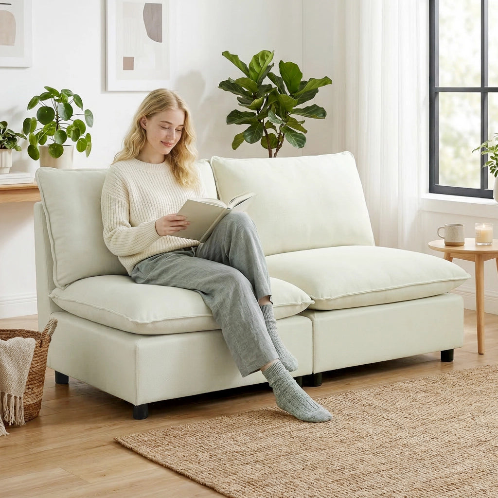 Divano 2 posti senza braccioli ¨C Minimal ¨C crema 146 cm
