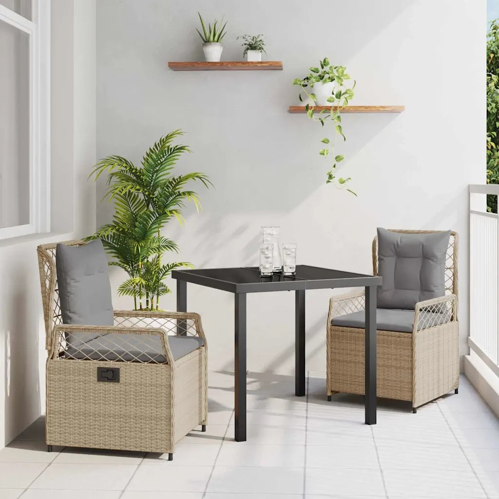 Set da Pranzo per Giardino 3 pcs Beige e Grigio Chiaro