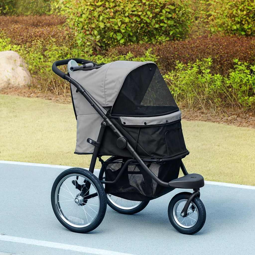 Carrello per cani pieghevole con cesto ¨C zephmum ¨C grigio