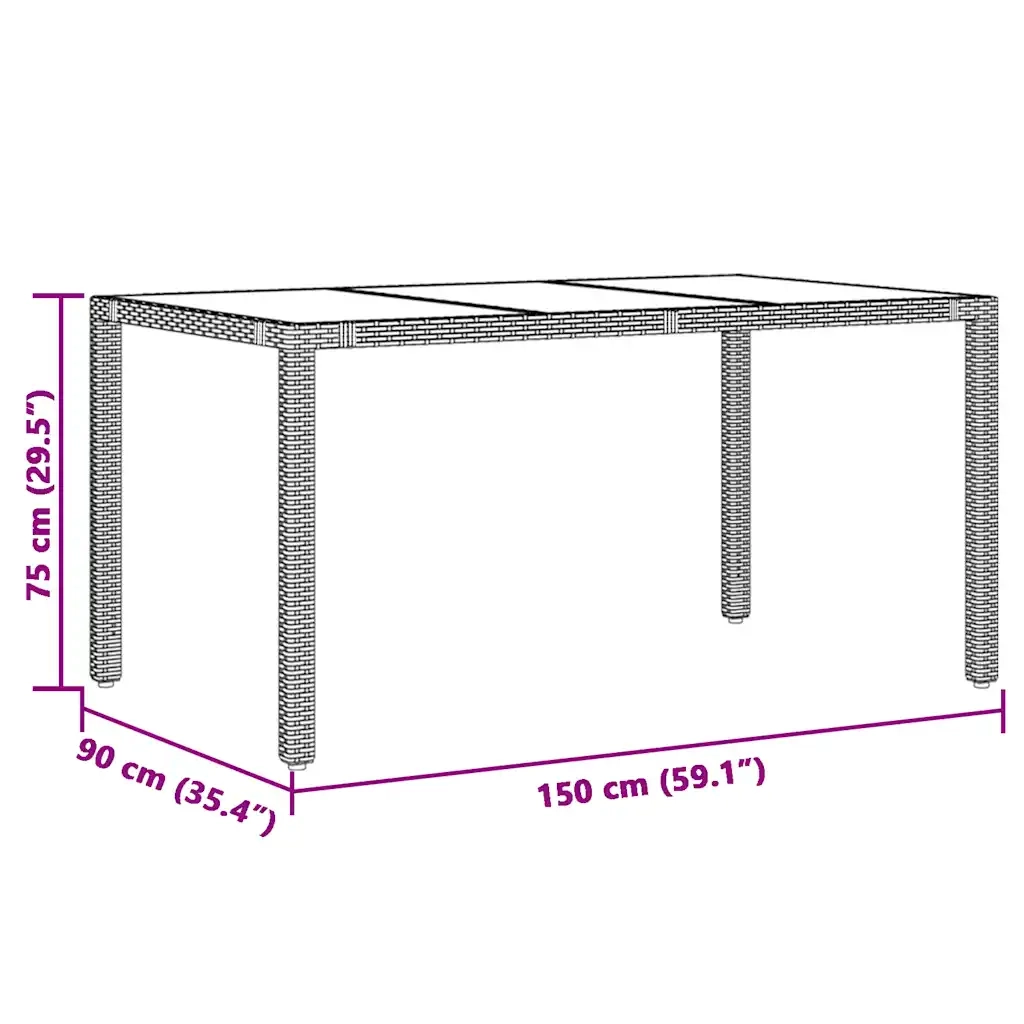 Set da Bistrò da Giardino 7 pz con Cuscini Nero in Polyrattan 3276992