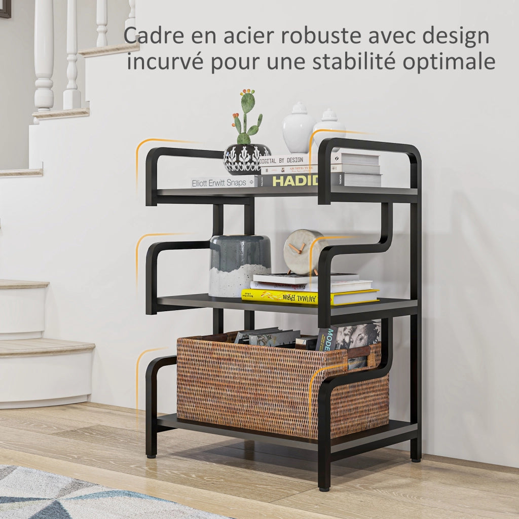 Libreria a 3 livelli in metallo ¨C zephmum ¨C Nero 55x40x77 cm