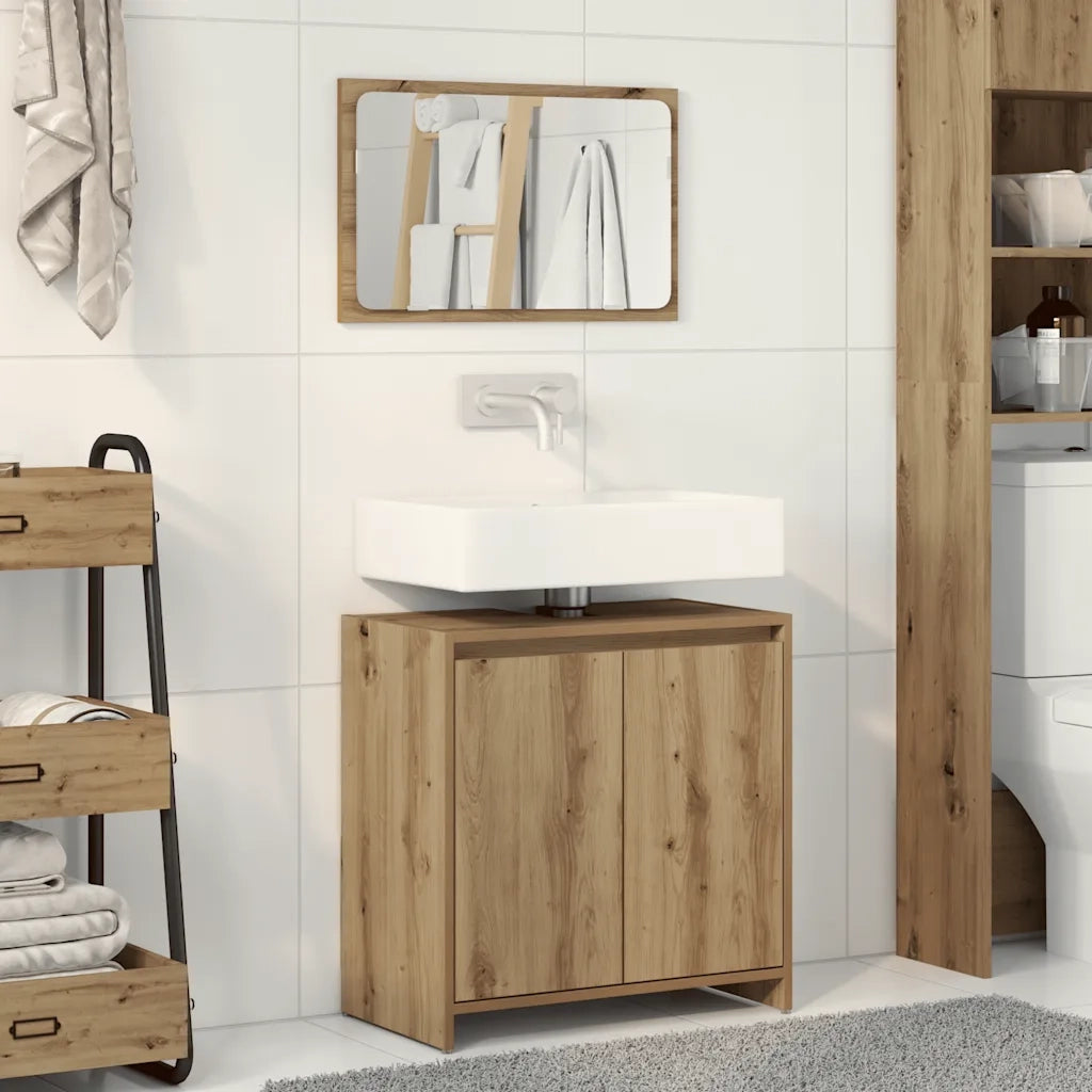 Set Mobili da Bagno 2 pz Rovere Artigianale Legno Multistrato 856068