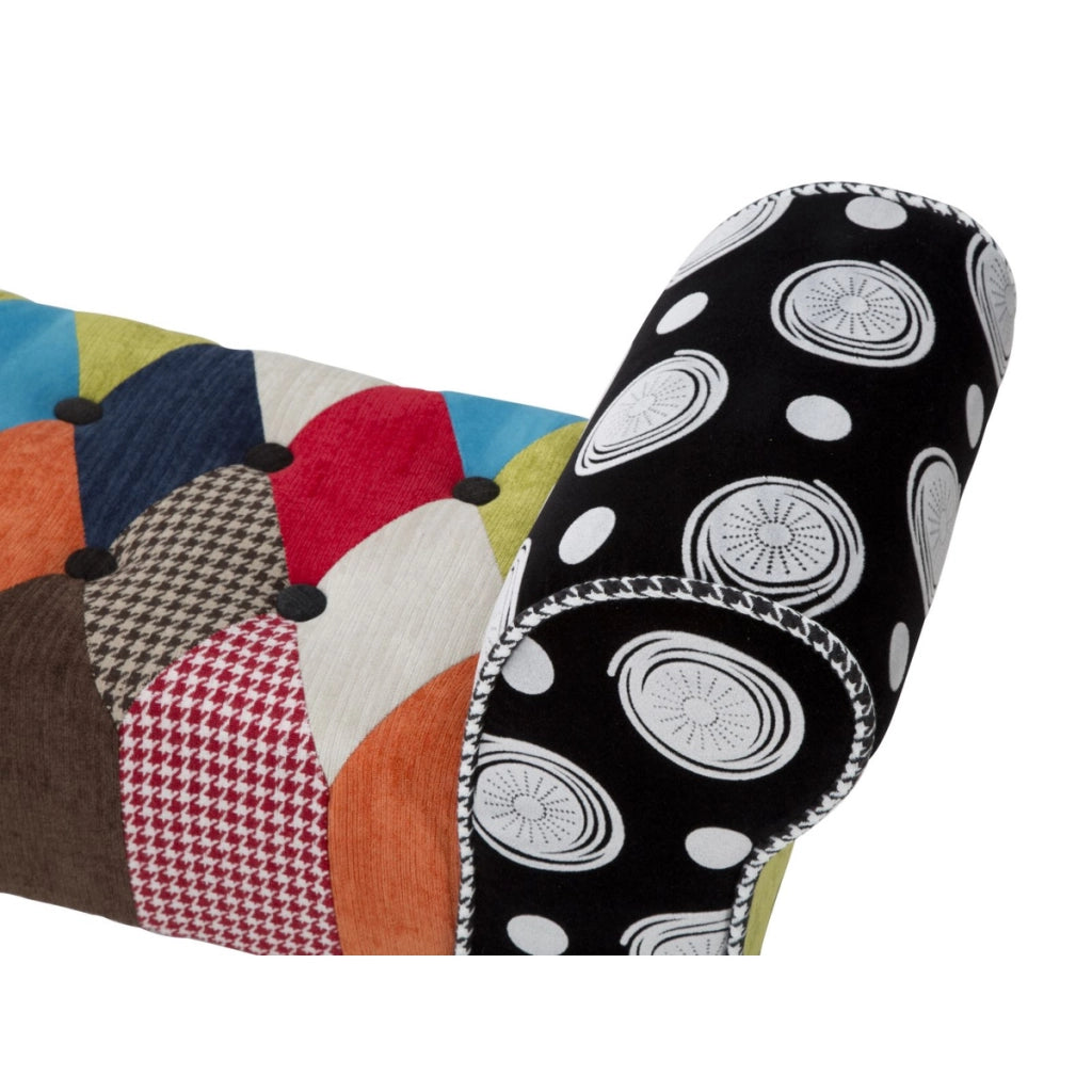 Panca Imperial con braccioli in patchwork multicolor 102x35x54 cm