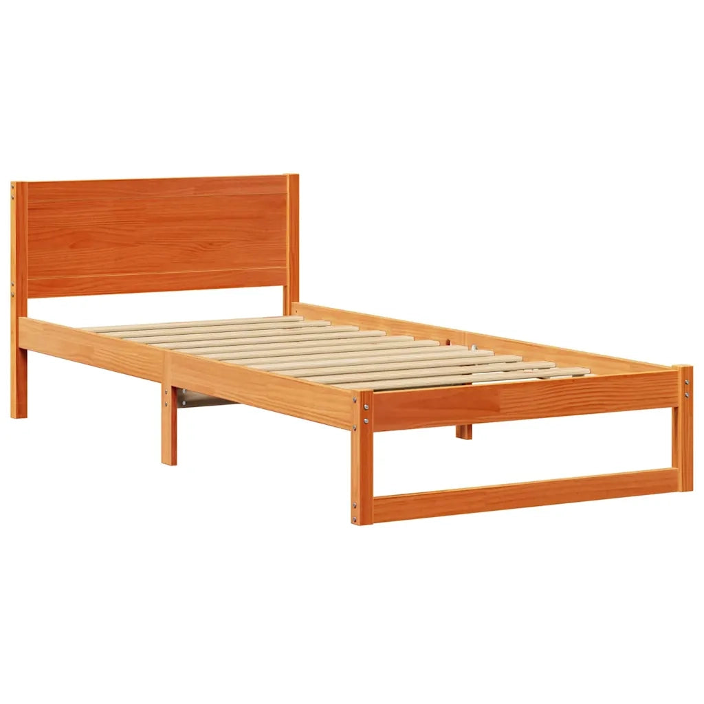 Letto singolo | Letto per adulti | Struttura del letto Marrone cerato 90 x 200 cm Pino massello