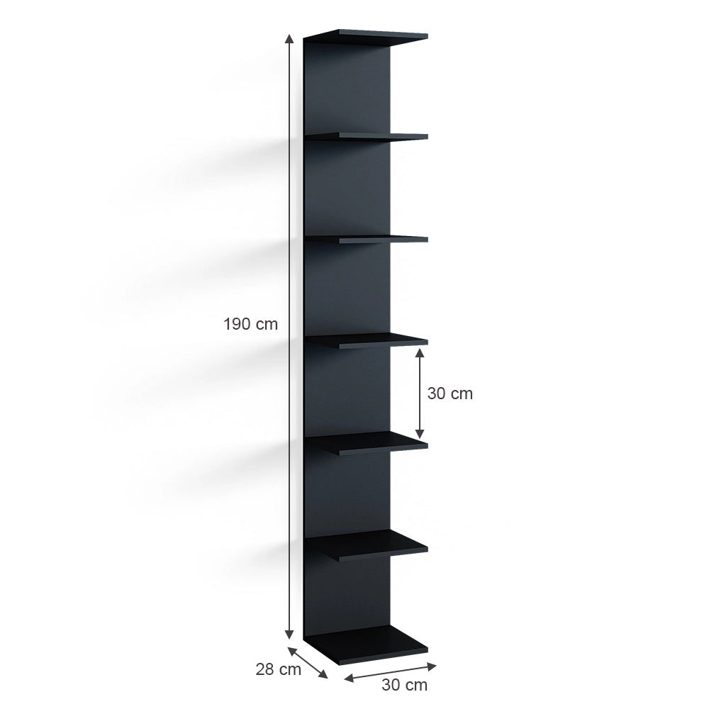Vicco Scaffale a muro Nero 28 x 190 cm Set di 2