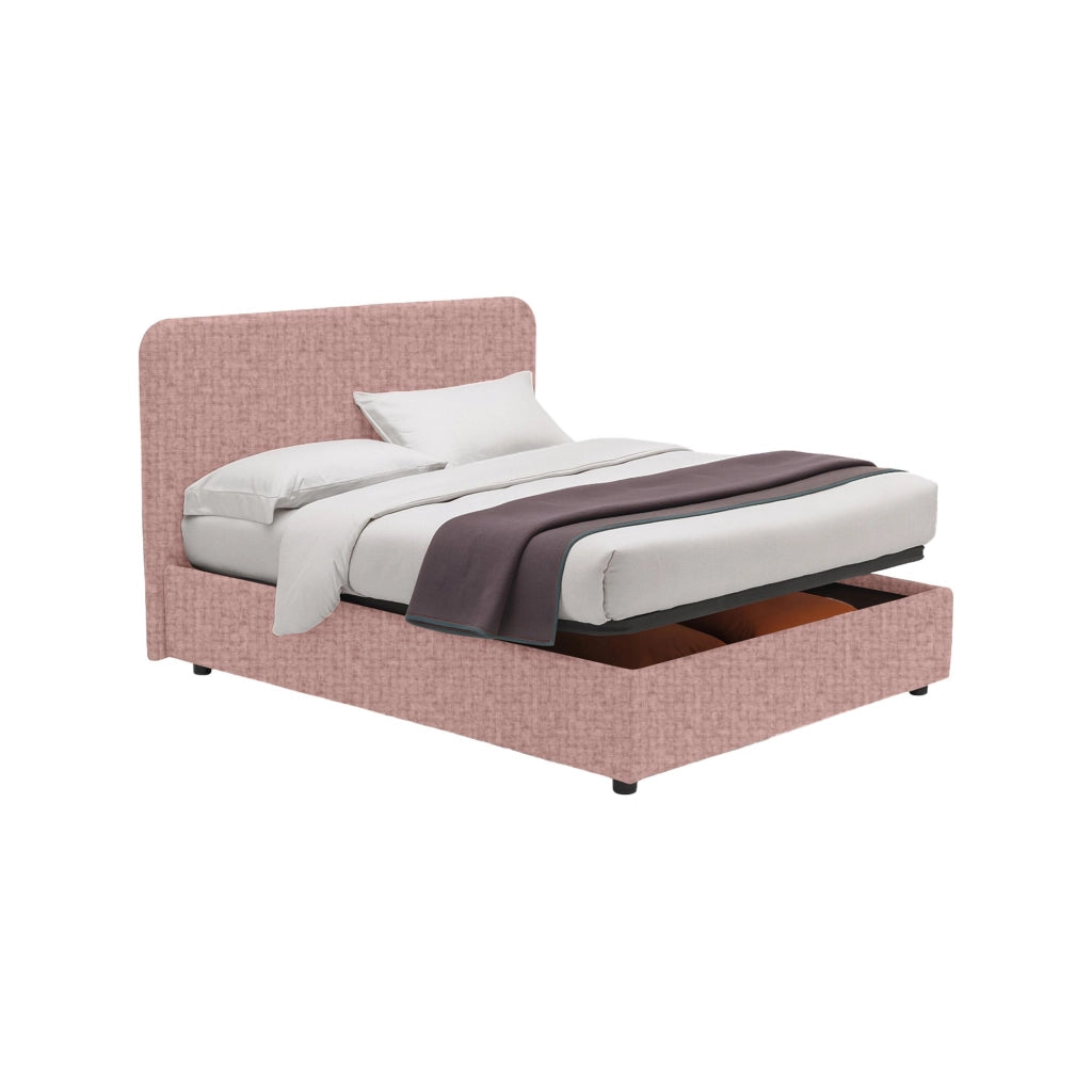 Poole, Letto Piazza e Mezza Sfoderabile Made in Italy, Rosa