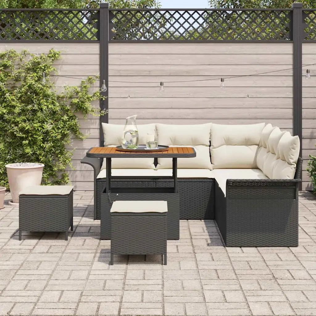 Set Divano da Giardino con cuscino 8 pcs Nero e Crema 3364085