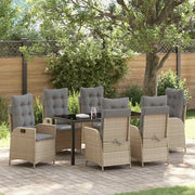 Set da Pranzo per Giardino con cuscino 7 pcs Beige polyrattan