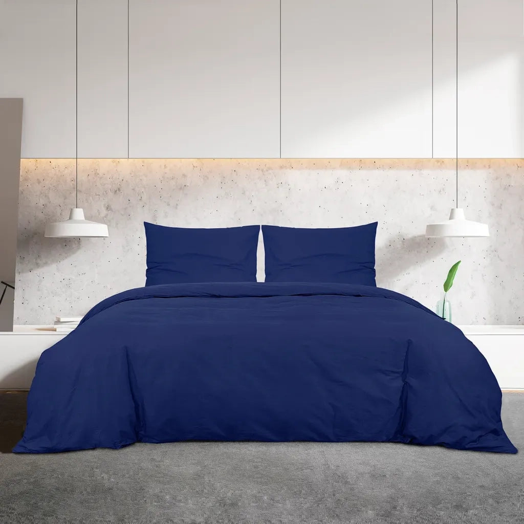 Set Copripiumino Blu Marino 200x200 cm in Cotone 136146