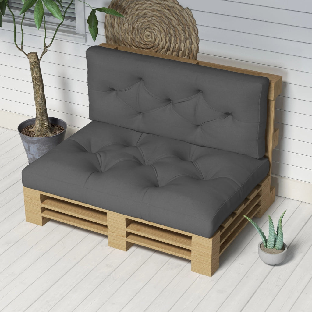 Set 2 Cuscini da Giardino ¨C Minimal ¨C Grigio Poliestere