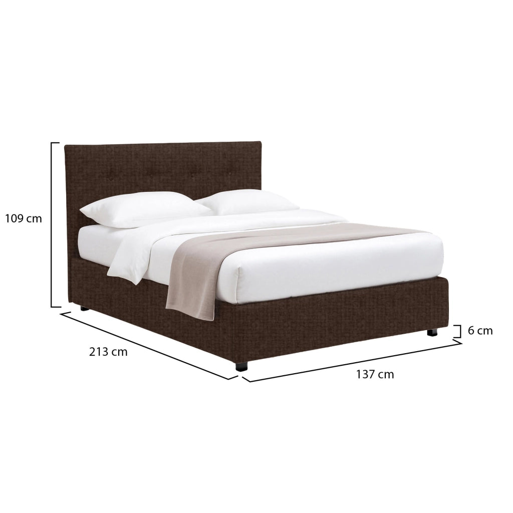 Bolton, Letto Piazza e Mezza Sfoderabile Made in Italy, Marrone