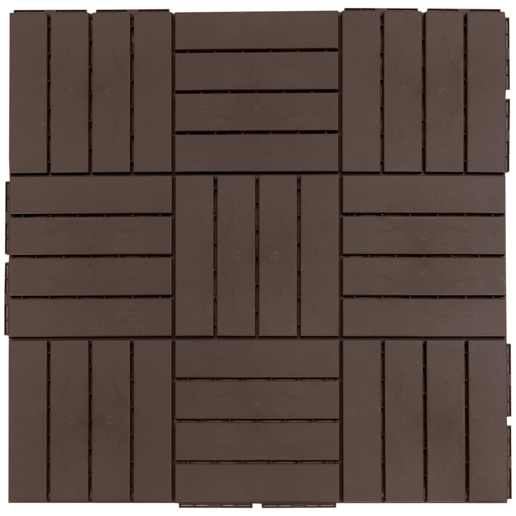 Piastrelle Pavimento Giardino Set 9 Pezzi ¨C Xylo ¨C Polipropilene Antiscivolo Marrone 30x30cm