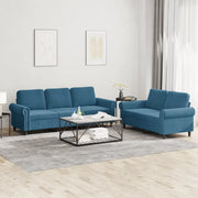 Set di Divani 2 pz con Cuscini Blu in Velluto 3202259