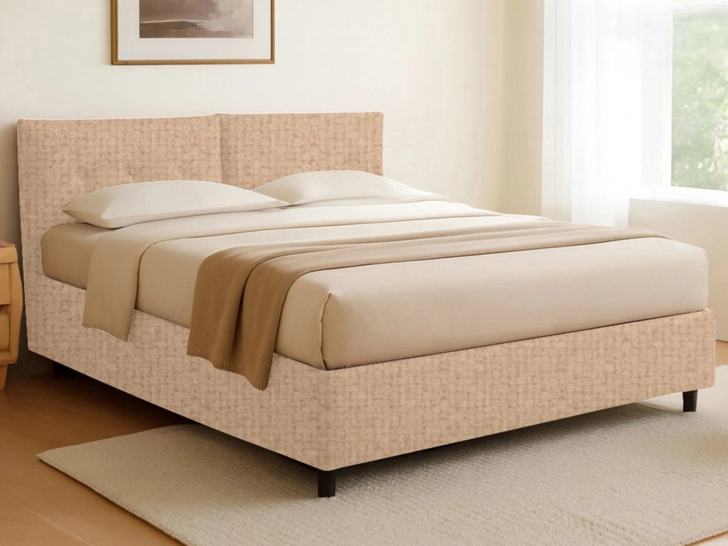 Exeter, Letto Singolo Sfoderabile Made in Italy, Beige