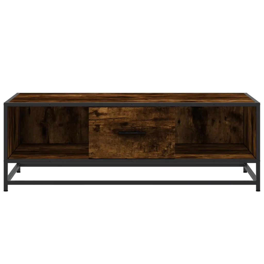 Tavolino-Tavolino da soggiorno-Tavolo Rovere Fumo 100x57x35cm in Legno Multistrato e Metallo