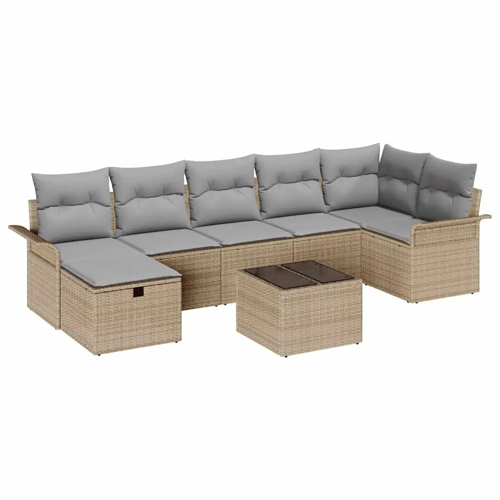 Set Divano da Giardino con cuscino 8 pcs Beige Poly Rattan 3360241