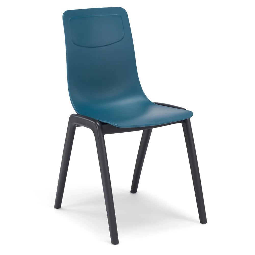 Sedia in tecnopolimero Dalia L colore Petrolio, 100% MADE IN ITALY, gambe Antracite, impilabile, design moderno ideale per sala da pranzo, cucina, soggiorno, ufficio, camera per bambini