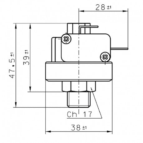 Pressostato acqua regolabile 2 - 6 bar XP110   1/4" GAS