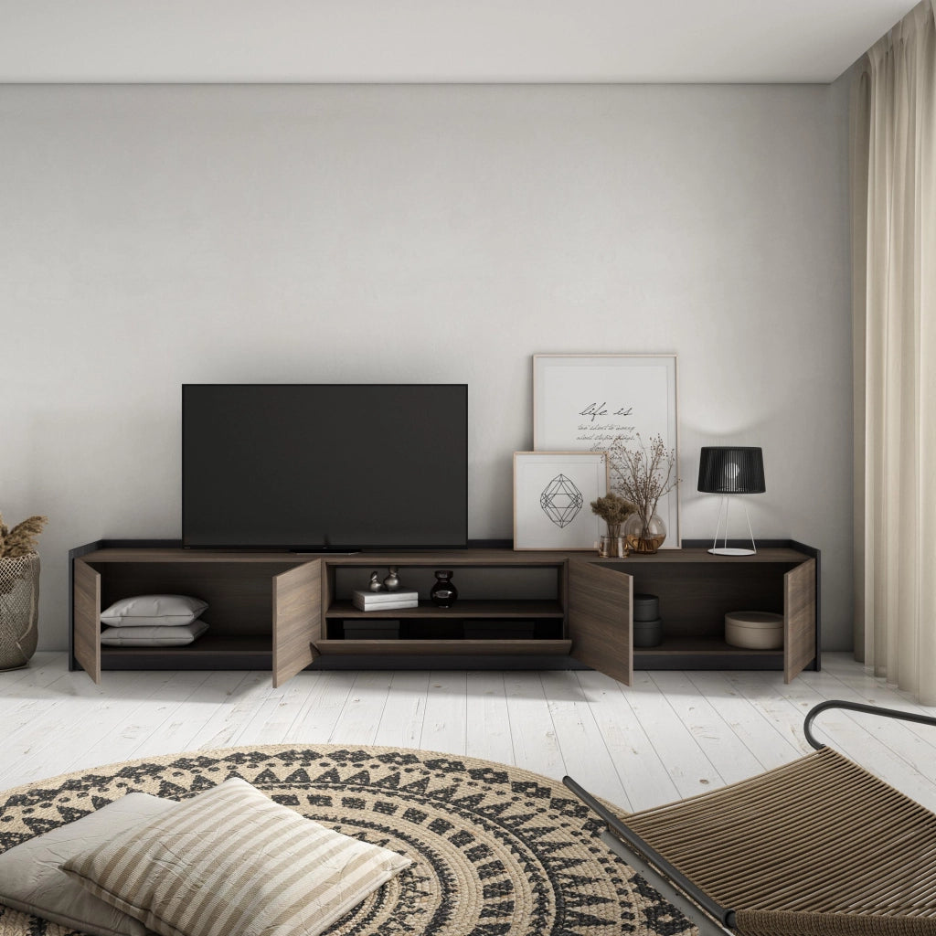 Mobile TV Soggiorno, 310x50x37 cm, Per TV fino a 80", Mobile Soggiorno, Rovere scuro e Nero
