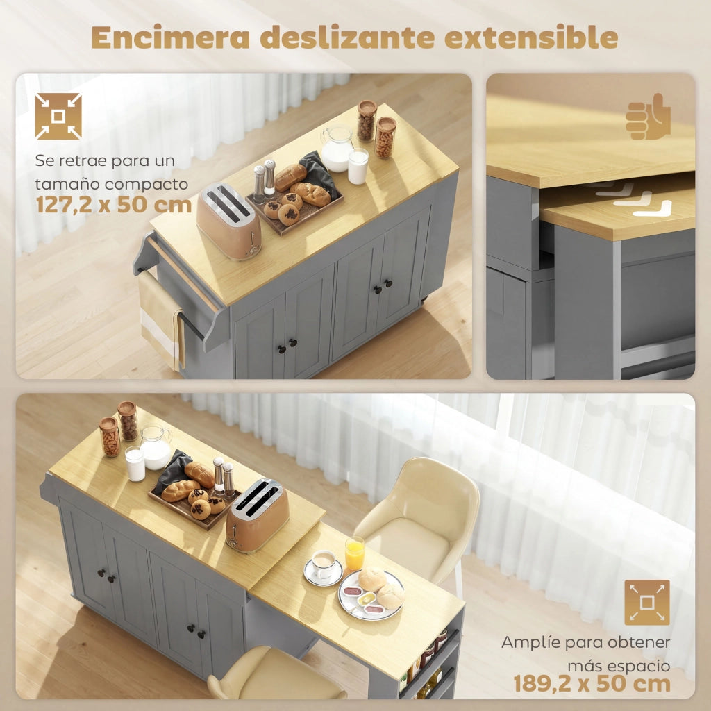Isola Cucina con Ruote ¨C Zephmum ¨C Grigio