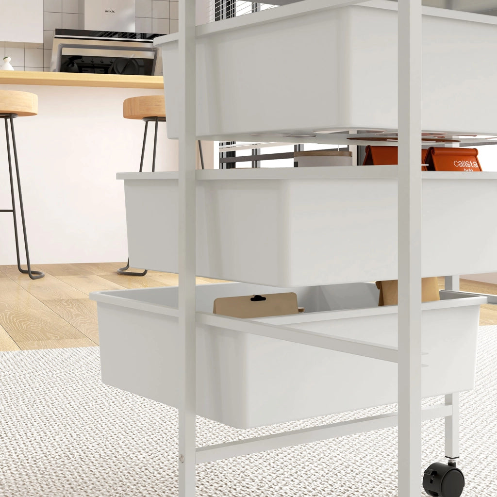 Carrello di servizio con 3 ripiani e cesti ¨C zephmum ¨C acciaio