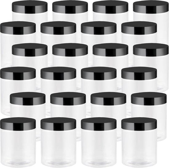 Contenitori in Plastica da 24 Stuks da 250 ml - Senza BPA - Contenitori Translucidi - Apertura Ampia - Contenitori Stivellabili - Contenitori Leggeri - Contenitore di Archiviazione
