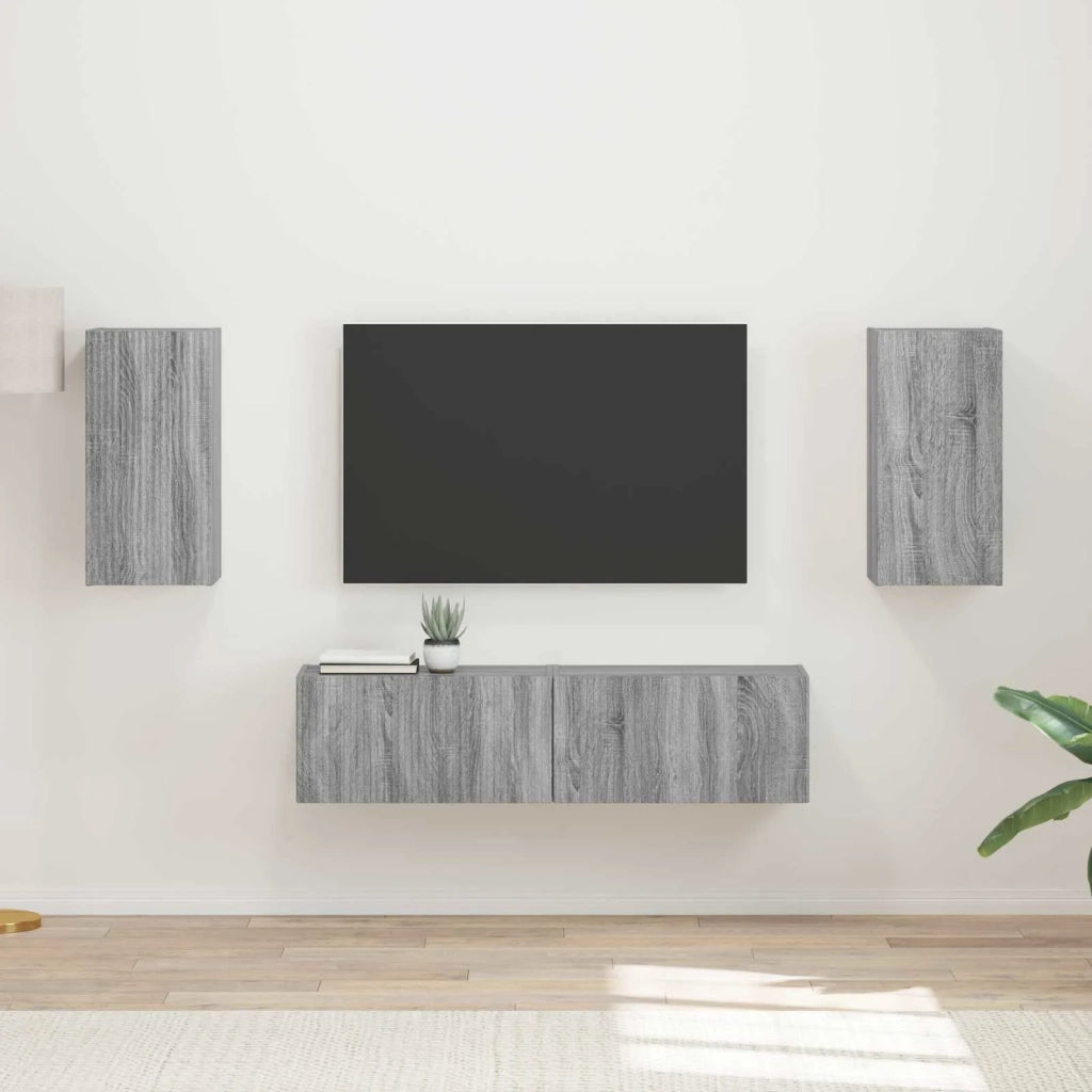 Set mobile TV 4 pcs Grigio Sonoma Legno multistrato 3409156