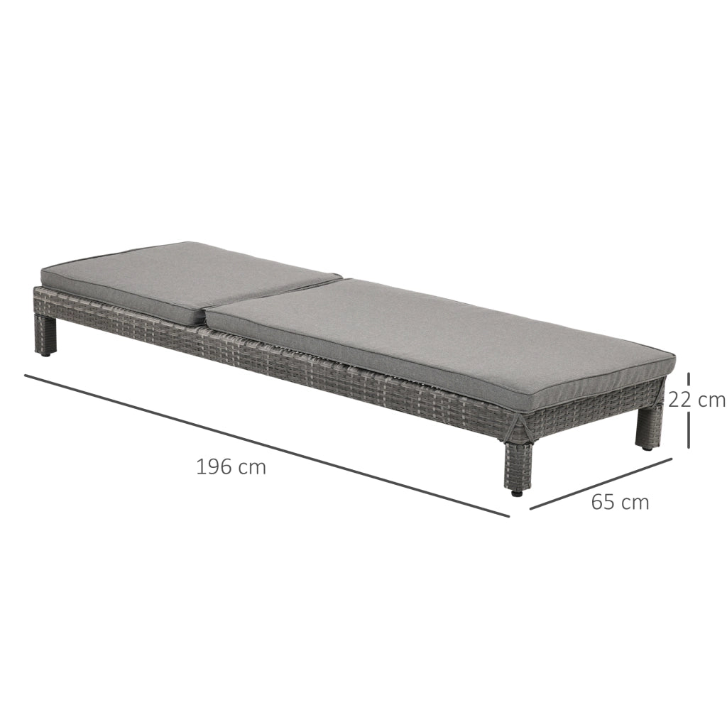 Set 2 Sdraio da Giardino ¨C Minimal ¨C Grigio con Cuscini Imbottiti
