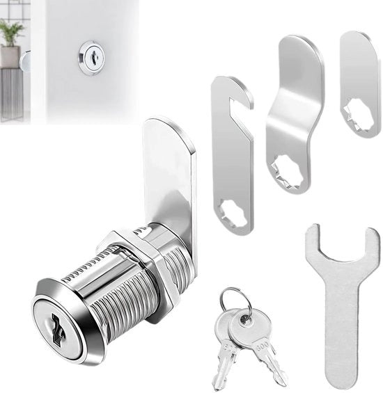 Set di serrature per cassetti 16 mm - cassetti - porte di cassetti - sicurezza - 4 piastre di serratura - lamiera zincata/acciaio inox