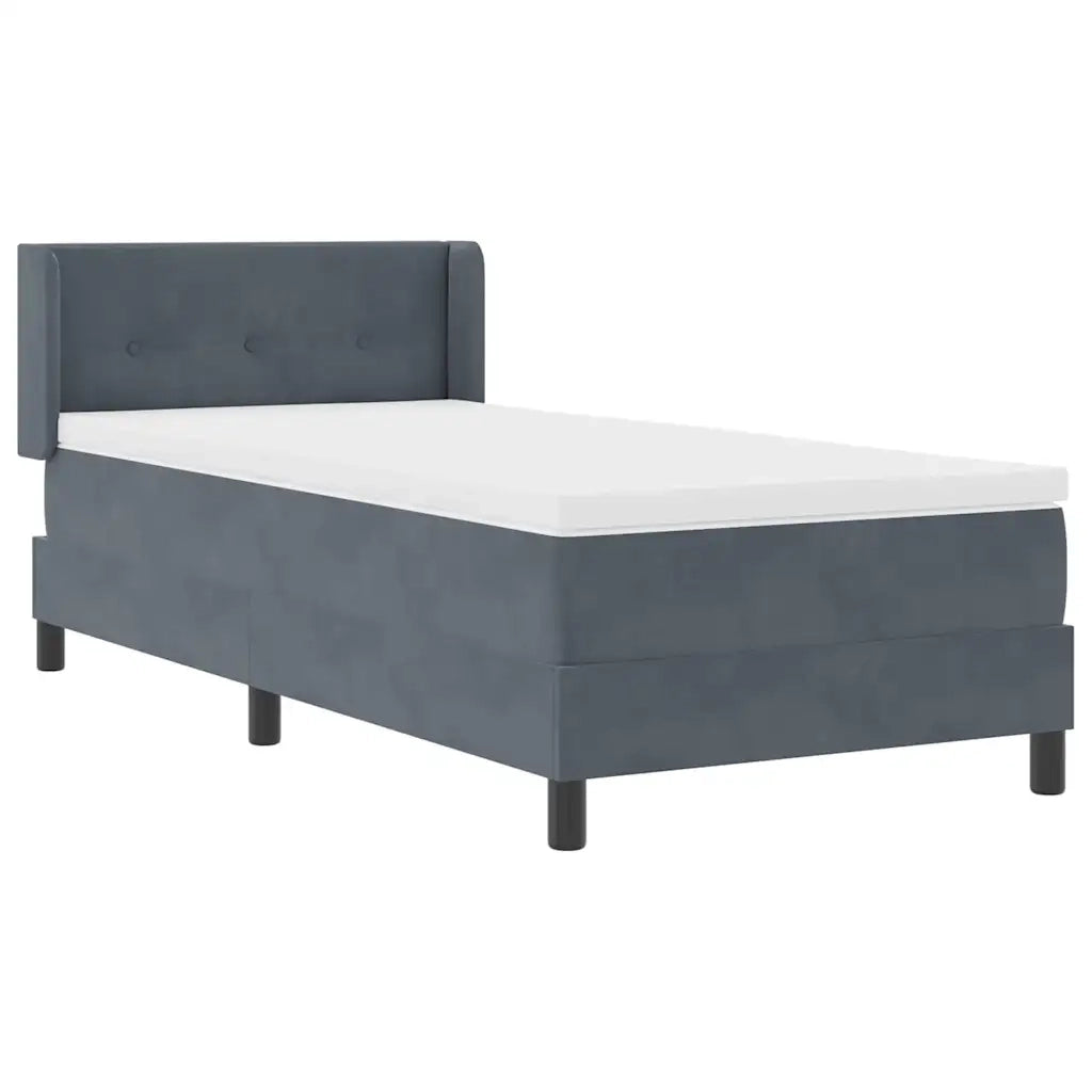 Letto a molle con materasso Grigio scuro 190 x 90 cm Poliestere
