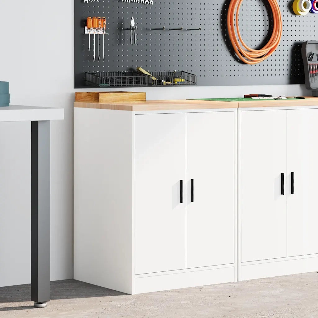 Armadietto da Garage Bianco 60x51x85 cm Legno Massello di Pino 860571