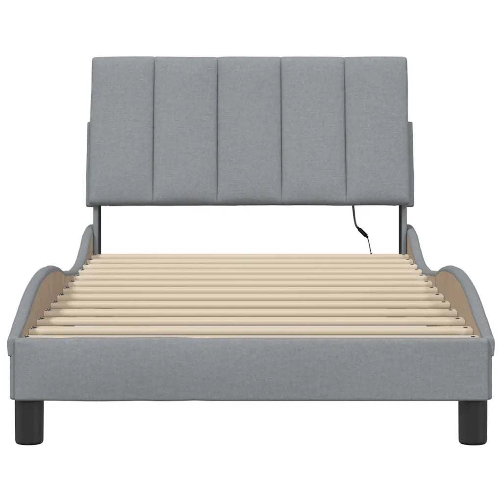 Letto singolo | Letto per adulti | Giroletto senza Materasso Hanko Grigio Chiaro 100x200 cm Tessuto