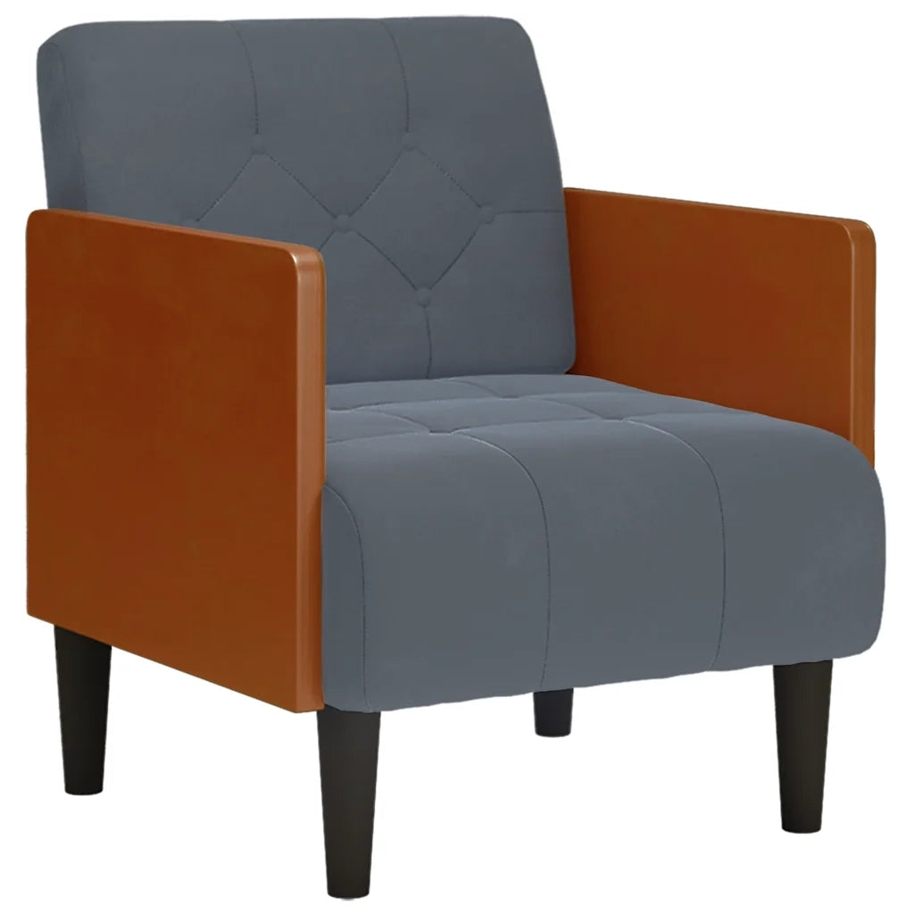 Divano Sedia con Braccioli Grigio Scuro 55 cm in Velluto 4100596