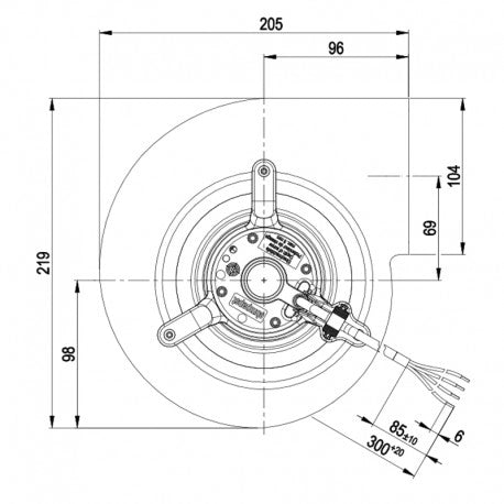 Ventilatore centrifugo  D4E146-AU46-68 per stufa a pellet.