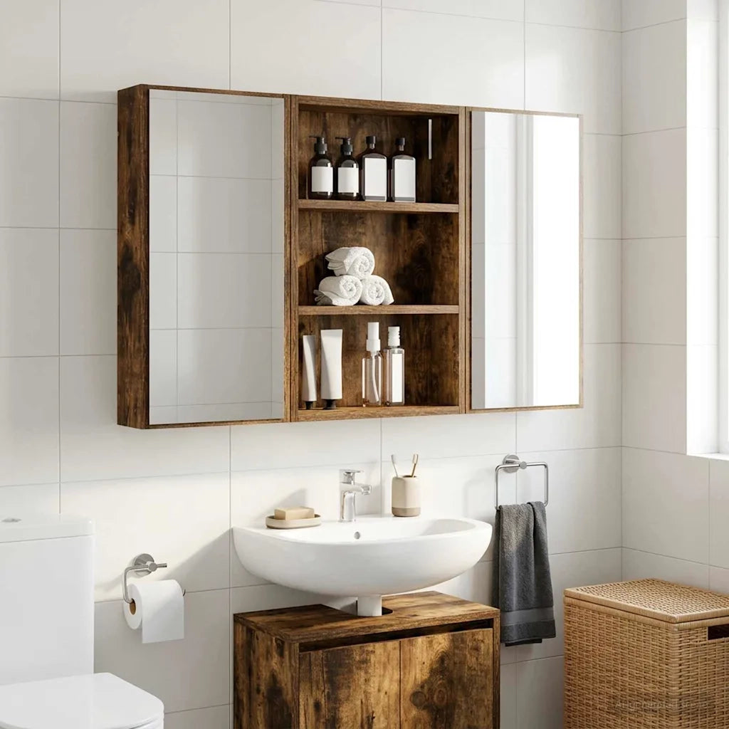 Armadio da Bagno | Mobile da Bagno a muro Quercia Affumicata 40 x 10 x 60,5 cm